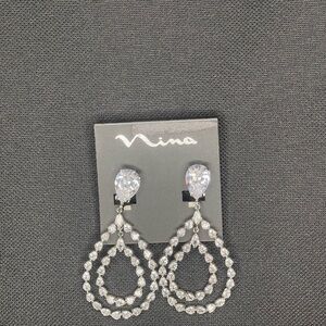 Nina Crystal Silver Drop Earrings
